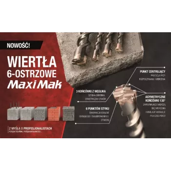 MAKITA SDS MAX urbis 14x200x340mm MAXI MAK 6-asmeņu