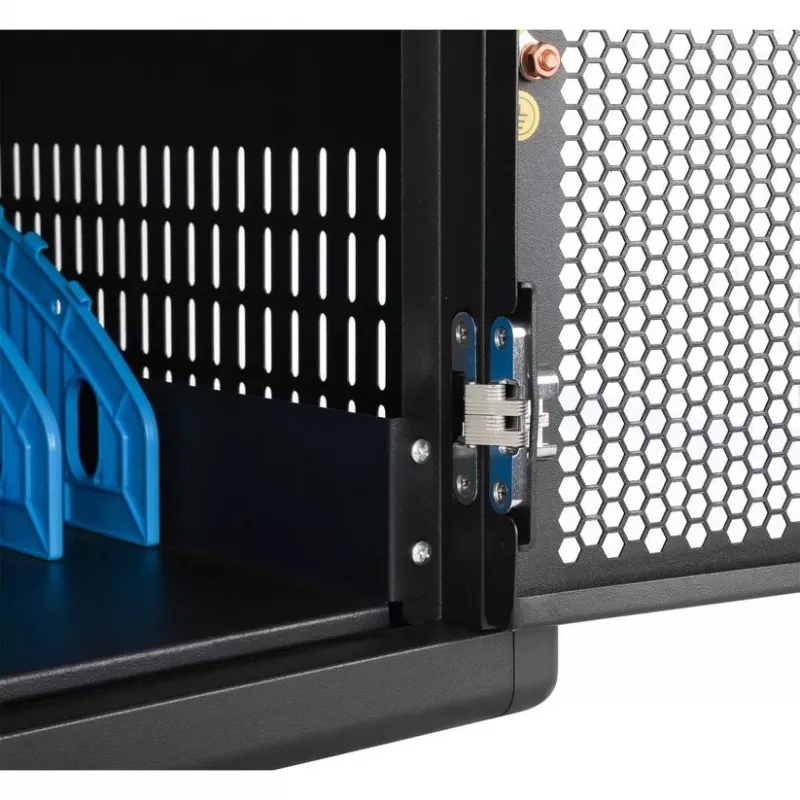 Manhattan 12-Bay USB-C portatīvo datoru uzlādes skapis uz riteņiem, 65W uz portu, 780W kopā, tērauds, melns, UK un EU kabeļi, 395x32.5x290mm nodalījumi