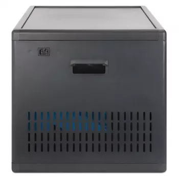 Manhattan 12-Bay USB-C portatīvo datoru uzlādes skapis uz riteņiem, 65W uz portu, 780W kopā, tērauds, melns, UK un EU kabeļi, 395x32.5x290mm nodalījumi