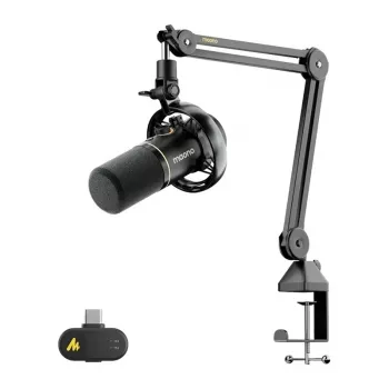 MAONO PD200WS dinamiskais mikrofons (melns) – USB/XLR kardioīds ar RGB un nulles aizkaves monitoringu