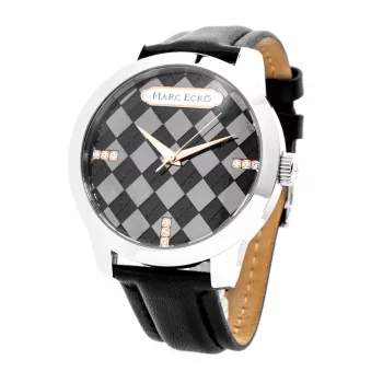 MARC ECKO Men's Stainless Steel Watch E11591G1 - 45mm Quartz Analog Black Dial Silver Bracelet