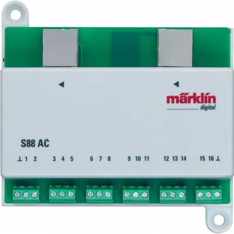 Märklin 60881 s88 digitālais atgriezeniskās saites modulis ar 16 kontaktu ieejām – zaļš/balts
