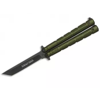 Martinez Albainox K25 balisong tauriņa nazis zaļš alumīnija rokturis nerūsējošā tērauda clip point asmens