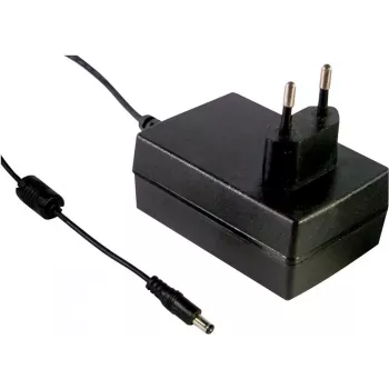 MEAN WELL GSM36E18-P1J 36W medicīnas klases AC/DC barošanas bloks, 18V 2A, IEC320-C8 ieeja, DC barrel plug 2.1x5.5mm