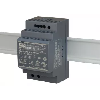 Mean Well HDR-60-15 15V/60W/4A DIN Rail Barošanas Bloks