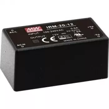 MEAN WELL IRM-20-5 20W 5V 4A iegremdēts AC-DC barošanas modulis, melns