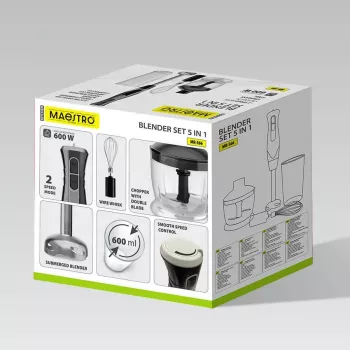 MEO MR-566 MAESTRO 500W rokas blenderis ar smalcinātāju, putotāju un mērtrauku
