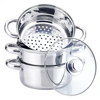 MEO Nerūsējošā tērauda tvaika katls 2L, 18 cm diametrs, rūdīta stikla vāks, indukcijai MR-2900-18
