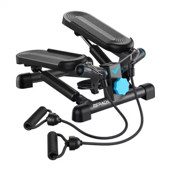 MERACH MR-2354B2 Mini Stepper ar pretestības lentām, hidrauliskajiem cilindriem, LCD displeju, melns