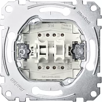 Merten System M dubultais pogas mehānisms 2 NO 10A 250V AC iegremdējams MEG3055-0000