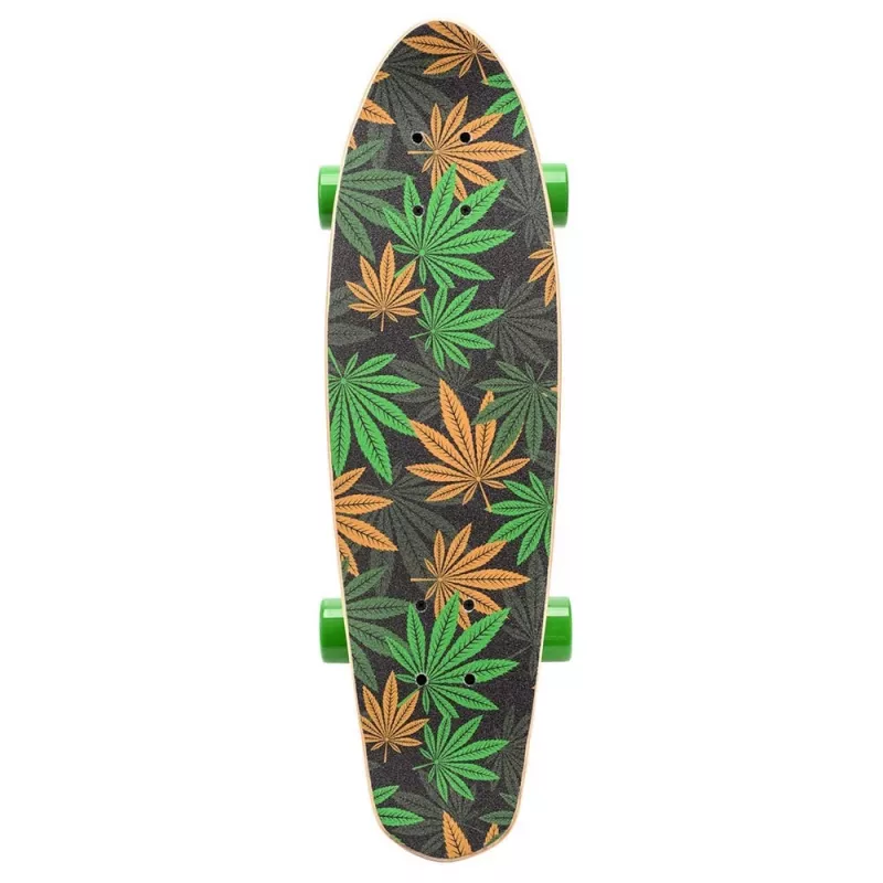 Meteor Cannabis Green-Brown-Orange Mini Cruiser Skateboard 22 collas