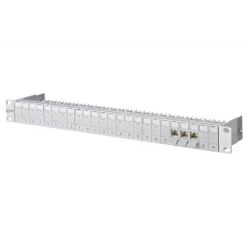METZ CONNECT 130B11P0-E Cat6a 24 portu ekranēts patch panelis, 1U montāža, bez instrumentiem IDC, T568A/B, 500 MHz, PoE+ 130B11P0-E-90