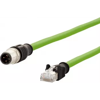 METZ CONNECT 142M1D15100 M12 uz RJ45 rūpnieciskais Ethernet kabelis, D-kodēts, 4-polu, AWG 22, 10m, zaļš