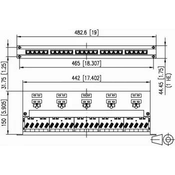 METZ CONNECT BTR UAE 25x8(8) Cat.6 ekranēts patch panelis, 25 porti, 1U, gaiši pelēks 130887-E