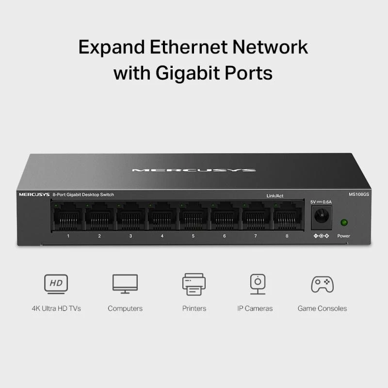 MEU Mercusys MS108G 8 portu Gigabit galda slēdzis