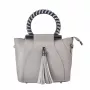 MIA TOMAZZI Sieviešu plecu soma WB201297GREY (21x18x7 cm) Pelēka Īsta āda