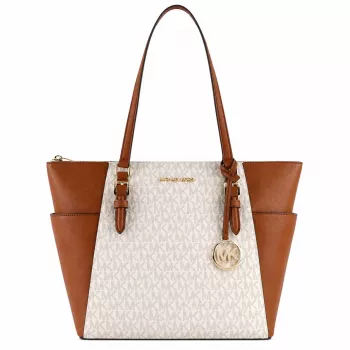 MICHAEL KORS Cece Vanilla Sieviešu Plecu soma ar ķēdes siksnu