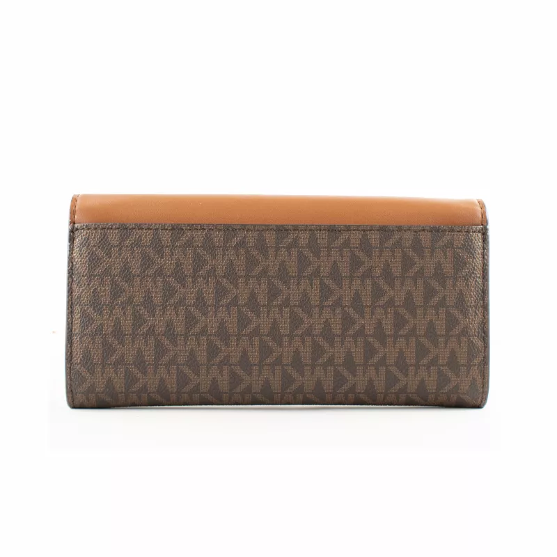 Michael Kors Jet Set Travel brūna Signature pārklāta audekla portfelis pār plecu soma 35F3GTVE7BBRO