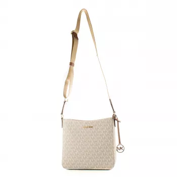 Michael Kors Jet Set Travel Crossbody Bag Vanilla Signature Coated Canvas 22x20x7 cm