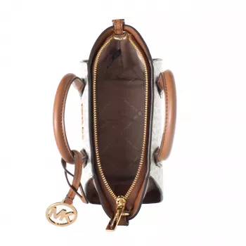 Michael Kors Jet Set Travel Crossbody Bag Vanilla Signature Coated Canvas