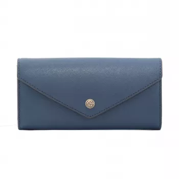 Michael Kors Jet Set Travel Saffiano Leather Wristlet Wallet Navy ar Zelta Aparatūru