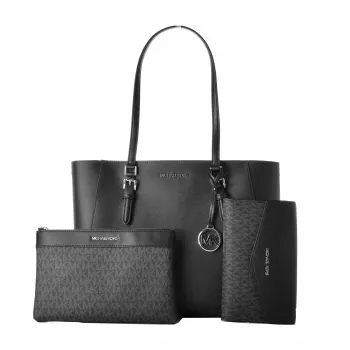 Michael Kors Sullivan sieviešu tote soma - Saffiano āda, melna, 34x27x11 cm