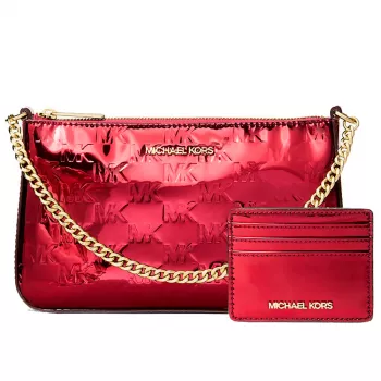 MICHAEL KORS Sieviešu somu komplekts 35F5GGZD6OCHE - Signature pārklāts audekls crossbody soma ar atbilstošu somiņu (24x15x8 cm)