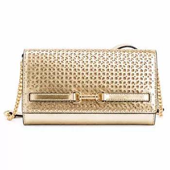 Michael Kors Women's Jet Set Charm Crossbody Bag, Signature Logo Canvas, Gold-Tone Hardware
