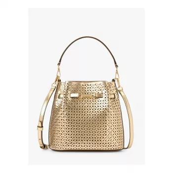 Michael Kors sieviešu Jet Set Travel pār plecu soma 35S6G2ZC1KPAL - Signature audekls, zelta toņa furnitūra