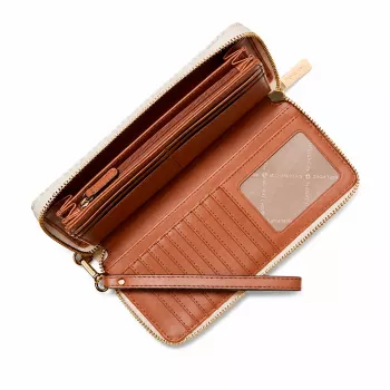 Michael Kors sieviešu Jet Set Travel trīskāršais maks ar Signature pārklāto audeklu un zelta toņa aparatūru - 35F8GTVT3BVNL