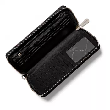 MICHAEL KORS Women's Saffiano Leather Zip-Around Wallet & Phone Case, Black (Jet Set Travel) - 35S6STVE9LBLA