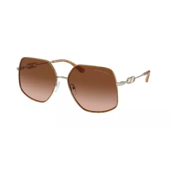 Michael Kors Sieviešu Saulesbrilles MK1127J10143B Roze Zelts Metāla Rāmis Brūns Gradienta Lēcas 59mm