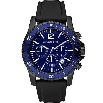 Michael Kronz MK8165 Vīriešu Analogais Hronogrāfa Pulkstenis 46mm Melns Silikons
