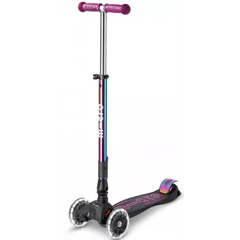 Micro Maxi Deluxe Foldable LED Neochrome 3-Riteņu Bērnu Skrejritenis, Purpura
