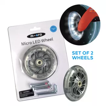 Micro Maxi Scooter Wheels ar LED gaismām - 120mm PU riteņi, ABEC 9 gultņi, daudzkrāsaini, 2 gab. komplekts
