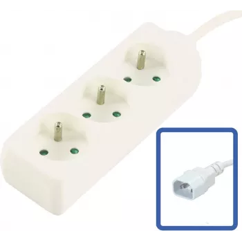 MicroConnect 3 ligzdu franču tipa pagarinātājs ar slēdzi, aizsardzību pret pārslodzi un bērnu drošības aizvariem, 1,5 m kabelis, balts (MC-PS030150FRUPSW)