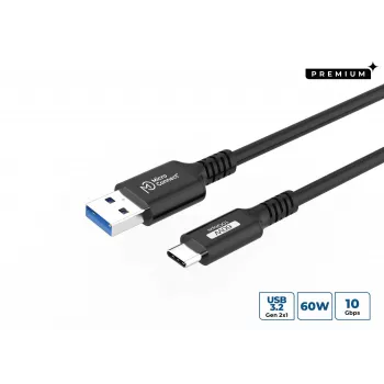 MICROCONNECT Premium USB-C uz USB-A kabelis (1m, neilona pinums, 5 Gbps, melns)