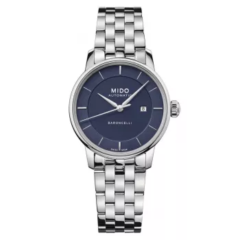 MIDO Baroncelli III Ladies Automātiskais Pulkstenis 30mm Zils Ciparnīca Nerūsējošais Tērauds M037207110410