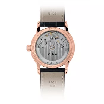 MIDO Baroncelli Signature Lady Automātiskais Pulkstenis 33mm Roze Zelts PVD Nerūsējošais Tērauds Brūna Āda