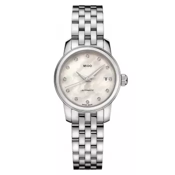 MIDO Memento Mori Limited Edition Sieviešu Automātiskais Pulkstenis 25mm Nerūsējošais Tērauds Balts Pērļu Mātītes Ciparnīca