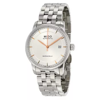 MIDO Baroncelli III Automātiskais Pulkstenis 38mm Sudraba Ciparnīca Brūna Ādas Siksniņa M86004101