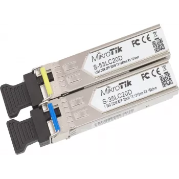 MikroTik S-35LC20D BiDi SFP modulis, 1,25G vienmoda LC simplex, 20km, 1310nm/1550nm, DDM