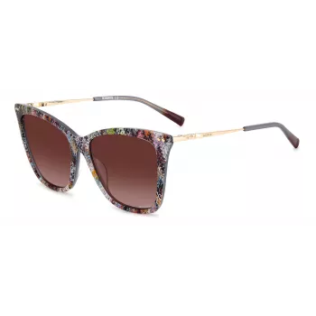 MISSONI Sieviešu tauriņveida saulesbrilles MIS0106SX193X – Brūns rakstains acetāta rāmis, brūnas gradienta lēcas, UV400 aizsardzība