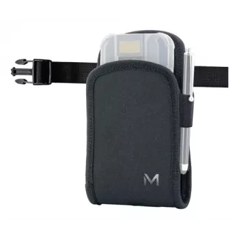 MOBILIS HOLSTER BASIC Size S + Josta | Universāls sīkierīču maciņš ar jostas klipsi un cilpu, melns neilons, Velcro atloks
