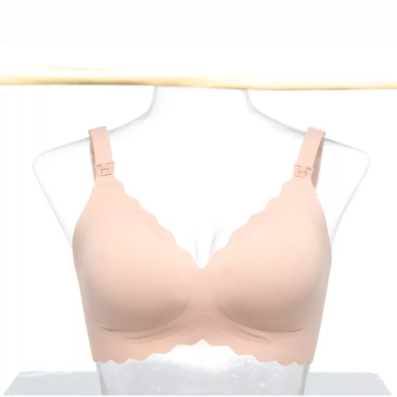 Momcozy YN46 bezšuvju atbalsta ziedu krūšturis barojošām māmiņām push-up, bēšs, izmērs M