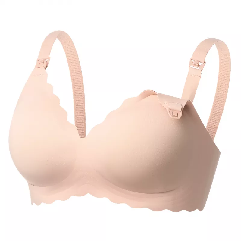 Momcozy YN46 bezšuvju atbalsta ziedu krūšturis barojošām māmiņām push-up, bēšs, izmērs M