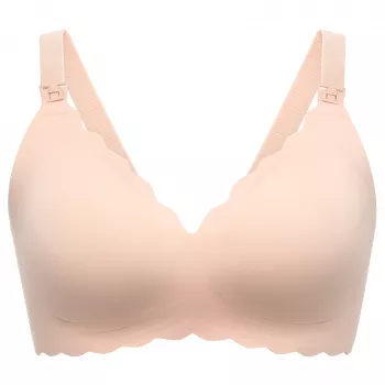 Momcozy YN46 bezšuvju atbalsta ziedu krūšturis barojošām māmiņām push-up, bēšs, izmērs M