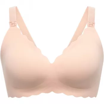 Momcozy YN46 bezšuvju atbalsta ziedu barošanas krūšturis ar Jelly Strip, push-up, bēšs ar ziediem, izmērs XL