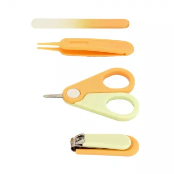 Momini Baby Nail Care Kit Sunny - Electric Baby Nail File with 6 Grinding Heads, 2 Speeds, LED Light, White/Yellow