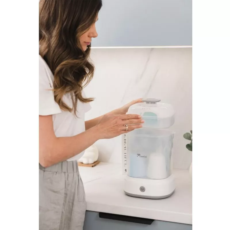 Momini Bottle Steriliser QuickSteam - Elektriskais tvaika sterilizators 6 pudelītēm, 8 minūšu cikls, automātiska izslēgšanās, bez BPA